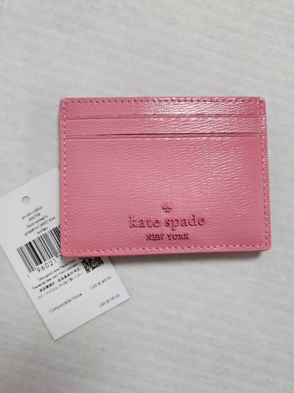 Kate Spade Pink Saffiano Leather Beaded Floral Card Holder - NWT - Picture 3 of 7